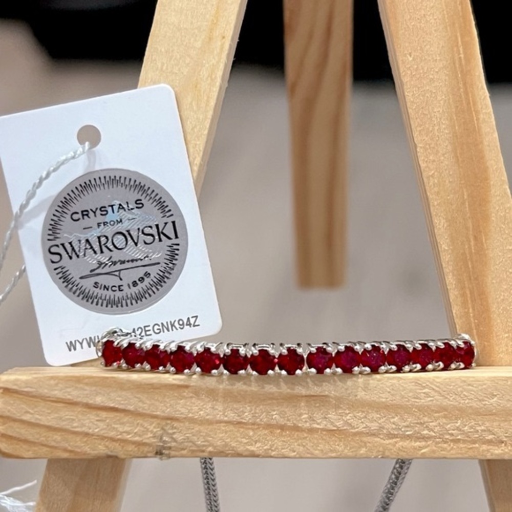 SWAROVSKI Siam Color Crystal Sterling Silver BOLO Bar Bracelet